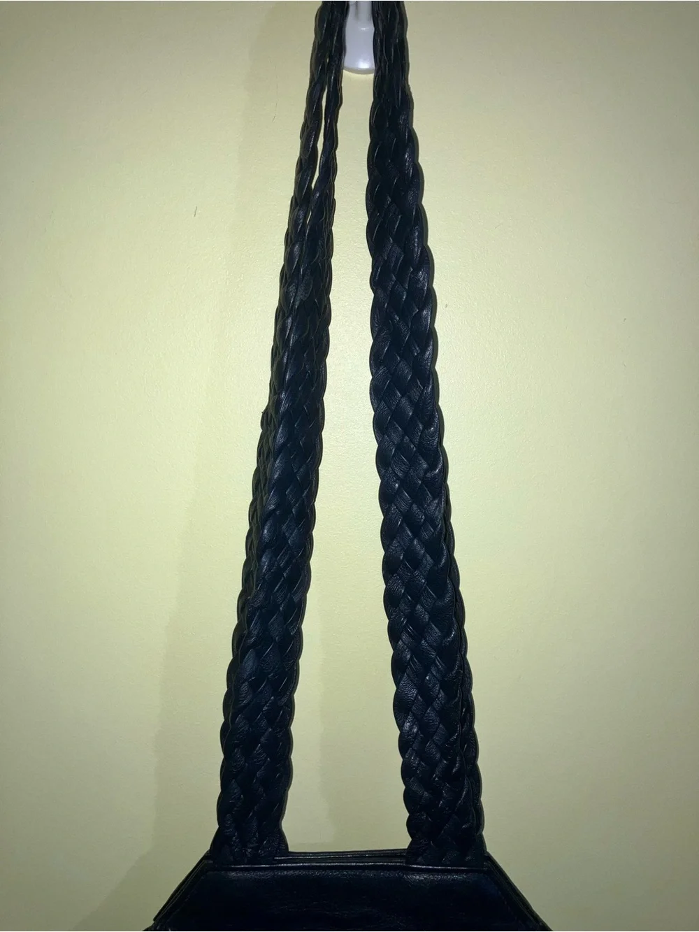 Braccialini vintage Italian leather bag handbag purse blue unique shape braided